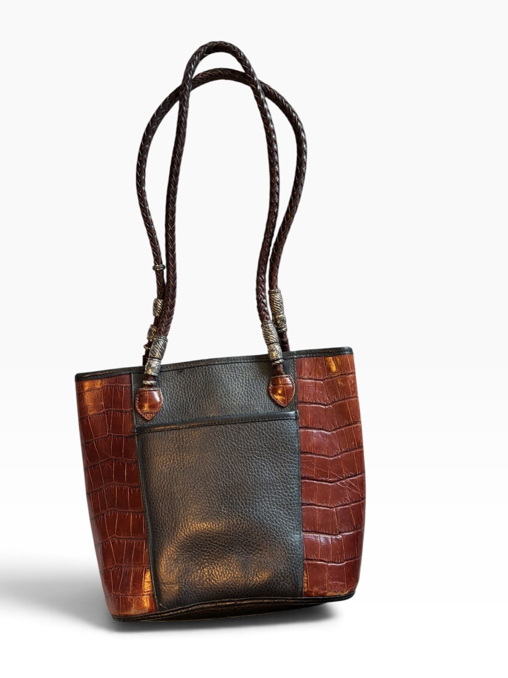 BRIGHTON Y2K Black and Brown Leather Tote Bag - Women